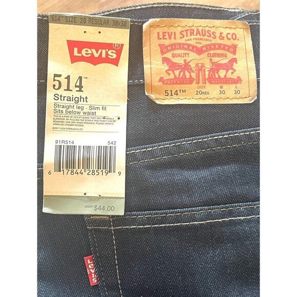 NEW Levis 511 Jeans Dark Wash Blue Denim Slim Fit Youth 20 Regular 30 X 30 - Picture 6 of 8